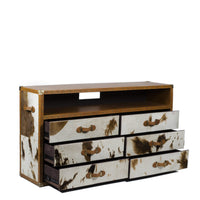 Vintage Trunk Chest of Drawers cum TV Unit - Natural Hair-on