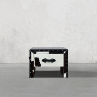 Black & White Hair-on Bed Side Table