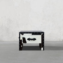 Load image into Gallery viewer, Black &amp; White Hair-on Bed Side Table
