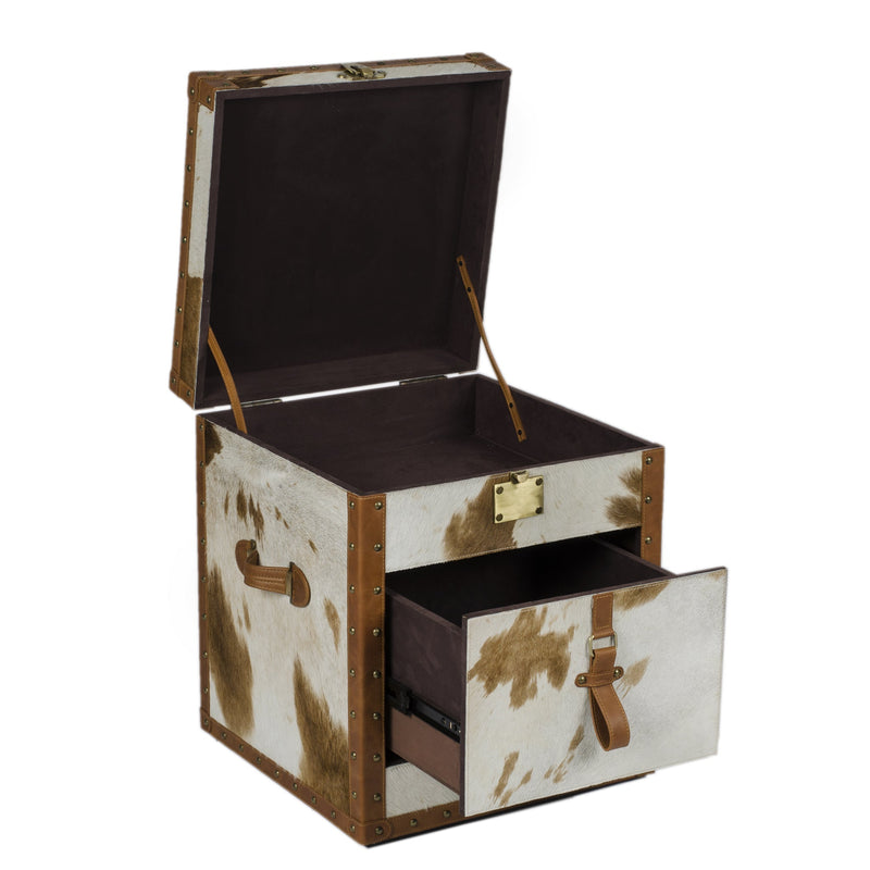 Hair-on Leather Bed Side Table