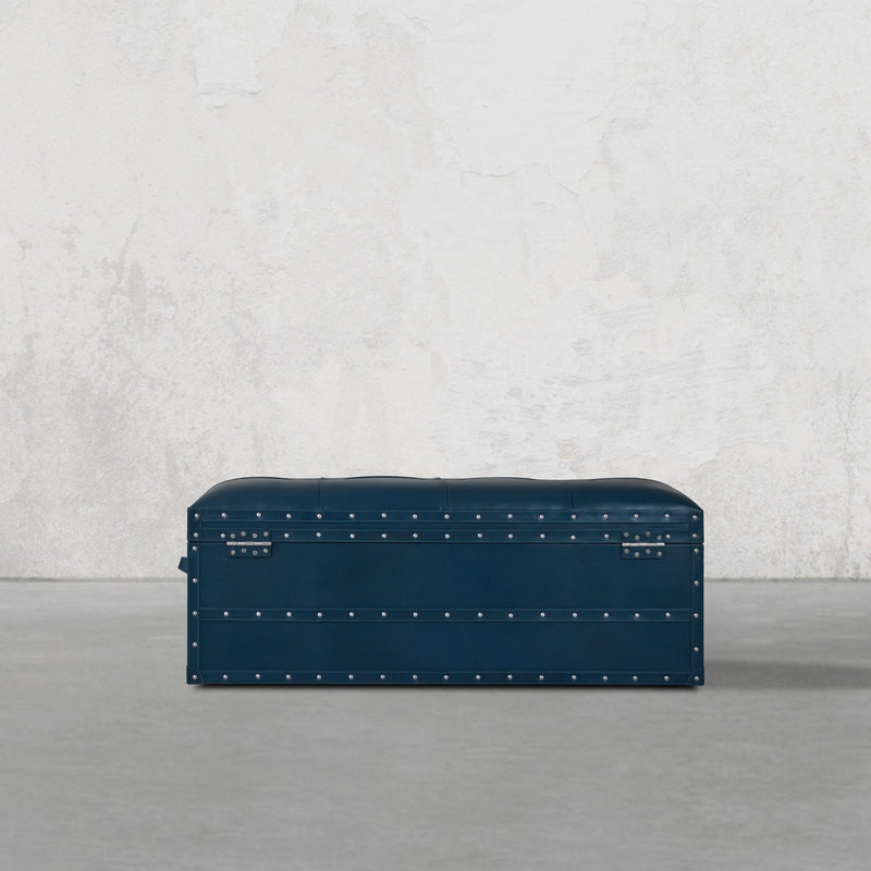 Long Seating and Storage Trunk - Vintage Blue