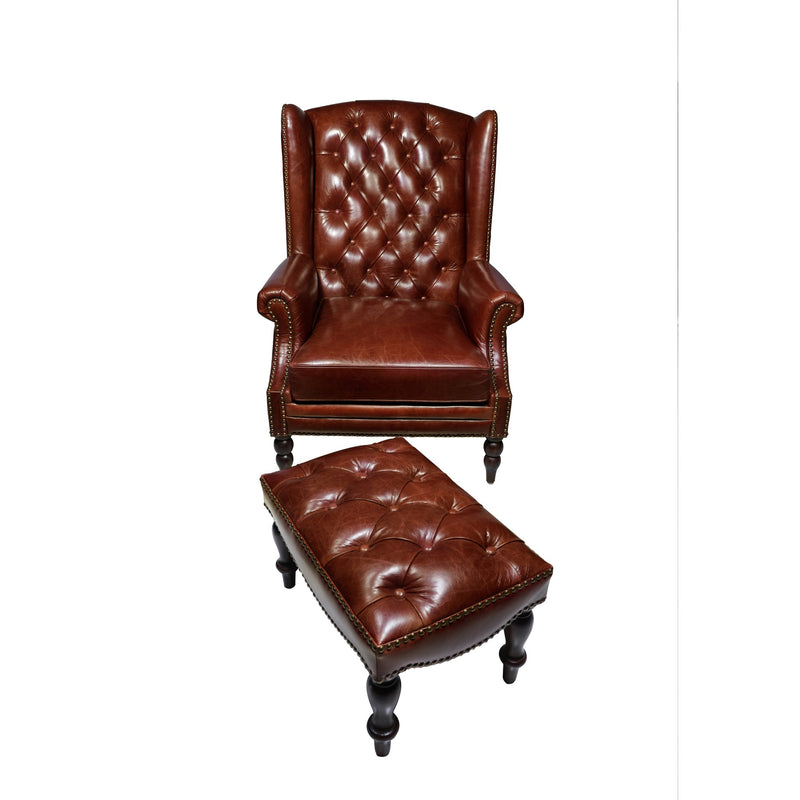 Heritage Wing Reading Chair with Foot Stool