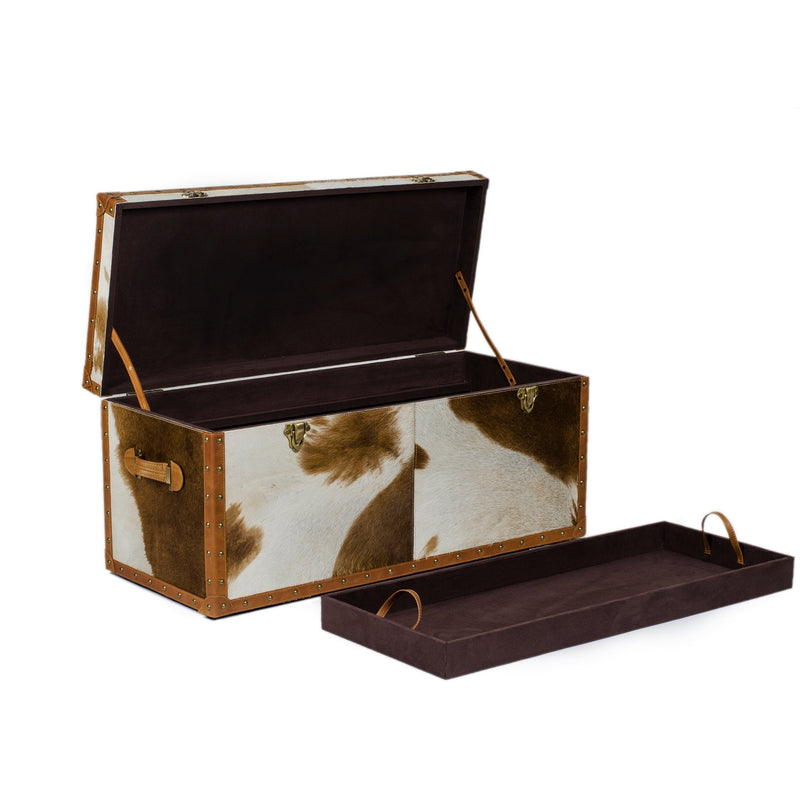 Long Seating and Storage Trunk - Natural Hair-on