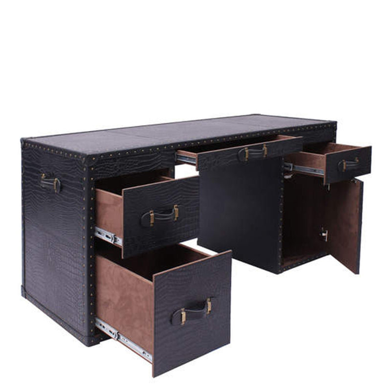Directors Desk in Black Leather