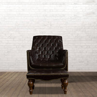 Churchill Leather Reading Chair with Foot Stool
