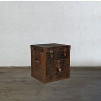 Bed Side Table with Top Open - Vintage Brown Tan