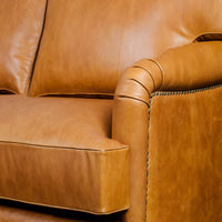 Lancashire Round Arm Four Seater Leather Sofa