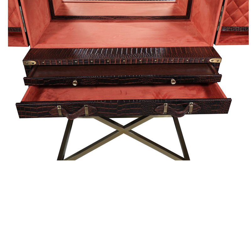 Heritage Trunk Bar on Stand - Vintage Brown Tan