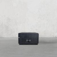 Vintage Trunk Coffee Table in Black Leather