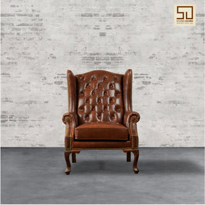 Heritage Wing Chair in Vintage Brown