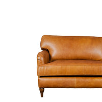 Lancashire Round Arm Three Seater Leather Sofa