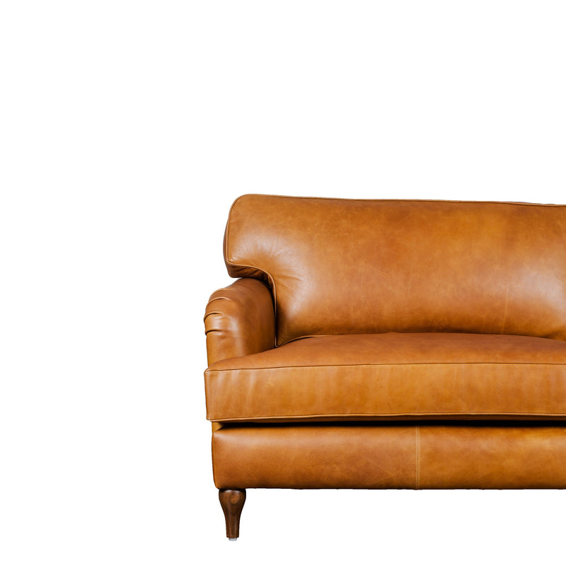 Lancashire Round Arm Three Seater Leather Sofa