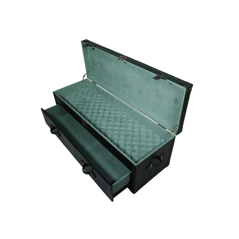 Long Seating and Storage Trunk - Bottle Green