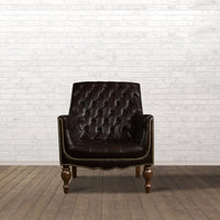 Churchill Leather Reading Chair with Foot Stool