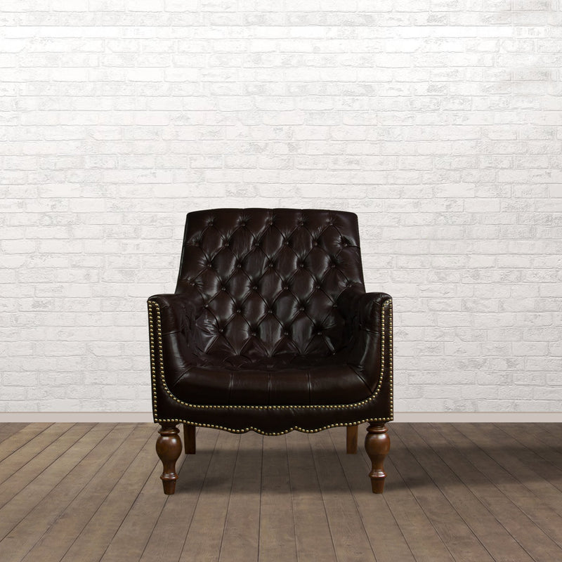 Churchill Leather Reading Chair with Foot Stool