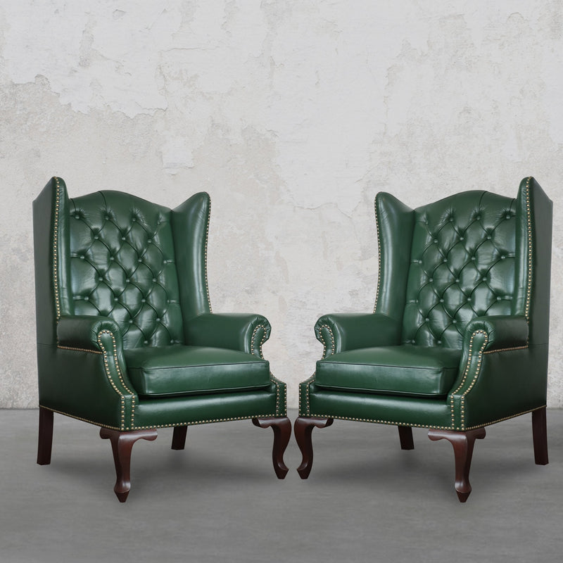 Heritage Wing Chair- Bottle Green