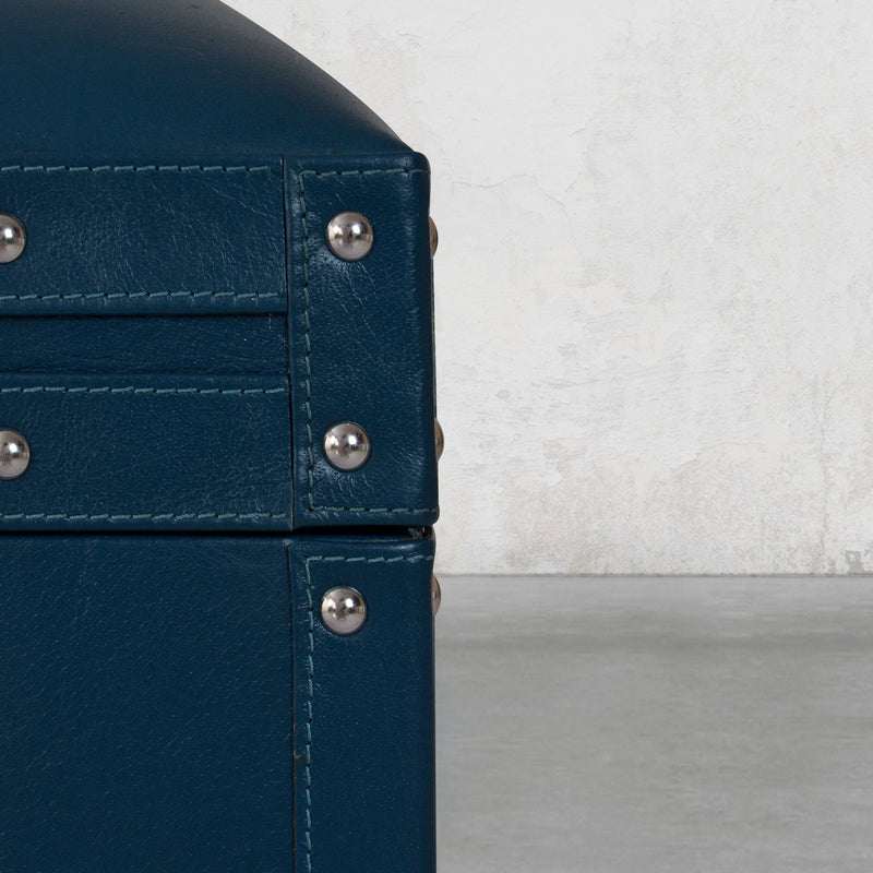 Long Seating and Storage Trunk - Vintage Blue