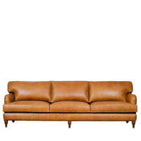 Lancashire Round Arm Four Seater Leather Sofa