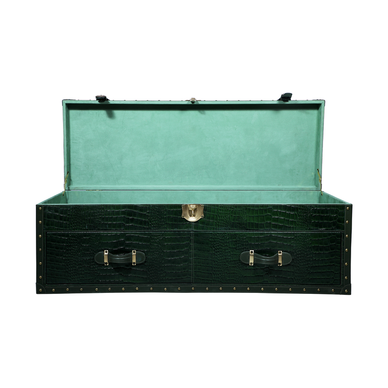 Long Seating and Storage Trunk - Bottle Green
