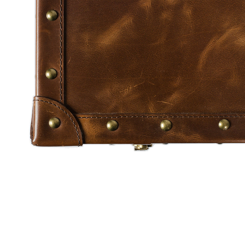 Leather Vintage Streamer Trunk Coffee Table