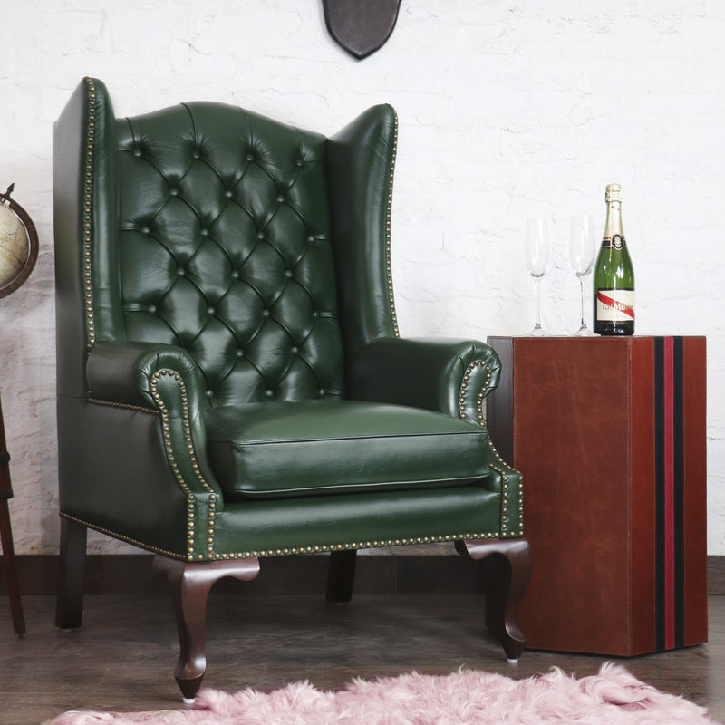 Heritage Wing Chair- Bottle Green