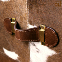 Brown Hair-on Leather Bed Side Table