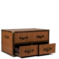 Leather Vintage Trunk Coffee Table - Tan