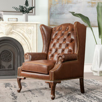 Heritage Wing Chair in Vintage Brown