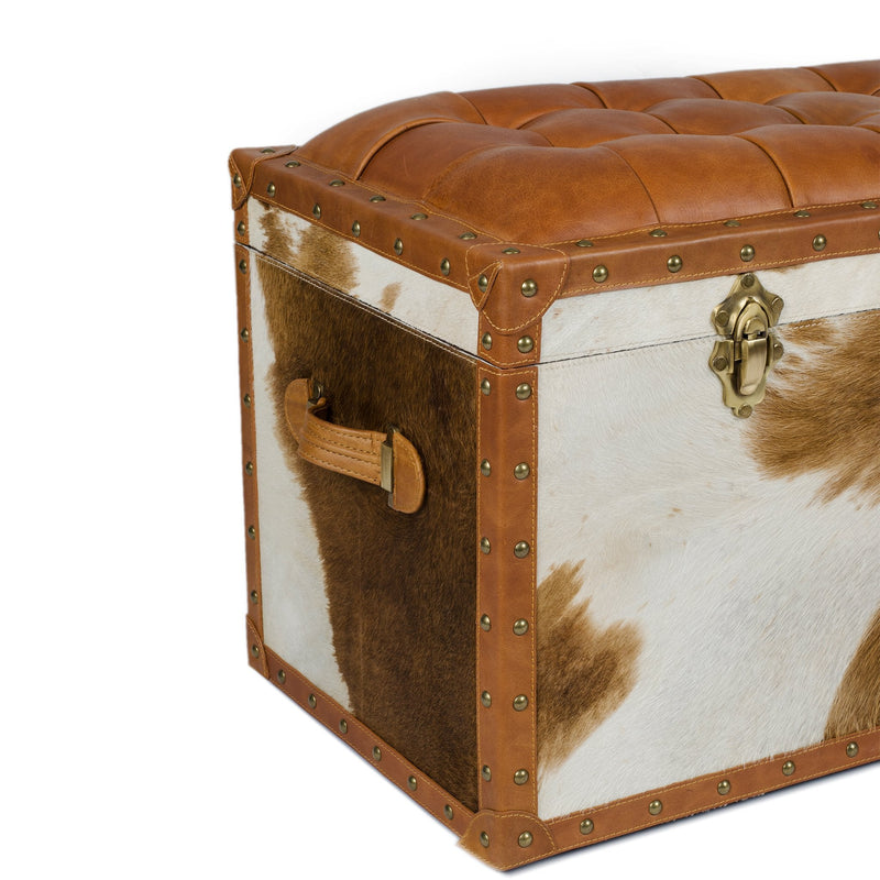 Long Seating and Storage Trunk - Natural Hair-on