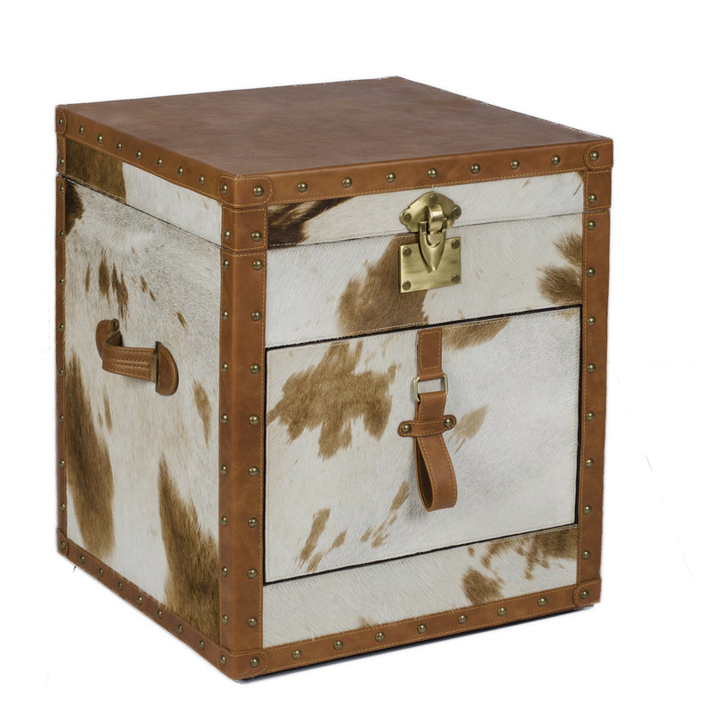 Hair-on Leather Bed Side Table