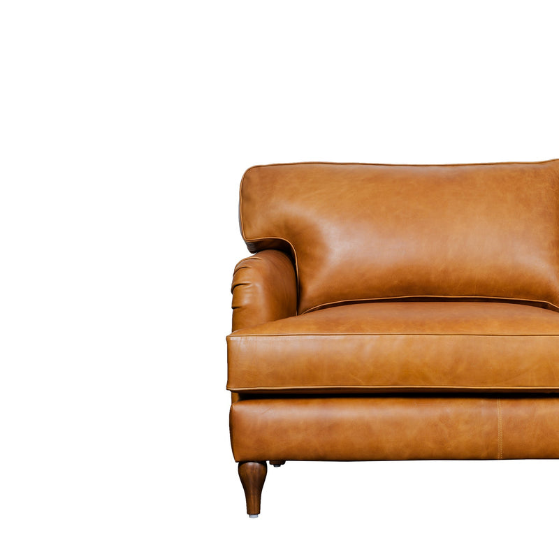 Lancashire Round Arm Three Seater Leather Sofa