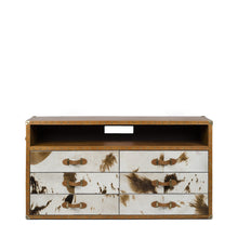 Load image into Gallery viewer, Vintage Trunk Chest of Drawers cum TV Unit - Natural Hair-on

