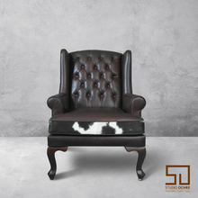 Load image into Gallery viewer, Directors Wing Chair with Fur Back
