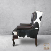 Load image into Gallery viewer, Directors Wing Chair with Fur Back
