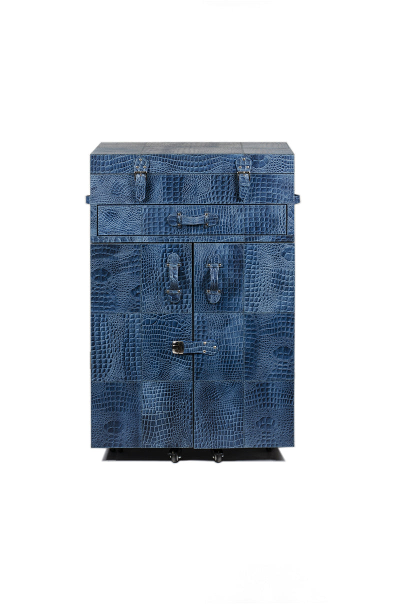 Heritage Trunk Bar Cart - Blue