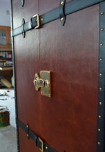 Load image into Gallery viewer, Vintage Streamer Trunk Bed Side Table - Vintage Brown
