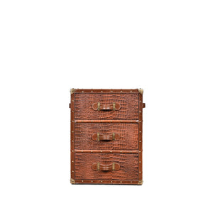 Vintage Streamer Trunk Bed Side Table - Vintage Brown
