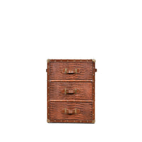 Vintage Streamer Trunk Bed Side Table - Vintage Brown