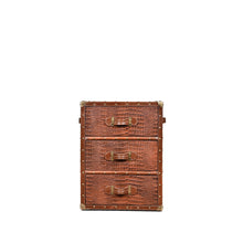 Load image into Gallery viewer, Vintage Streamer Trunk Bed Side Table - Vintage Brown
