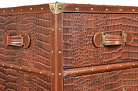 Vintage Streamer Trunk Bed Side Table - Vintage Brown