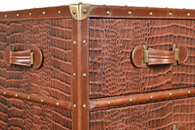 Load image into Gallery viewer, Vintage Streamer Trunk Bed Side Table - Vintage Brown
