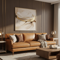 Lancashire Round Arm Four Seater Leather Sofa