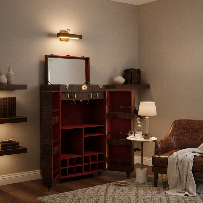 Heritage Club Bar Cart - Vintage Brown Tan