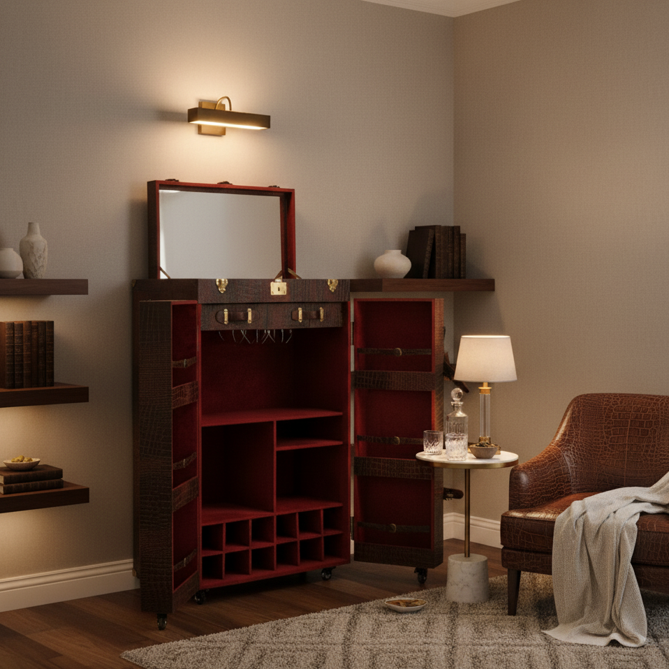 Heritage Club Bar Cart - Vintage Brown Tan