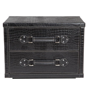 Bed Side Table - Black Croco