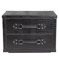 Bed Side Table - Black Croco