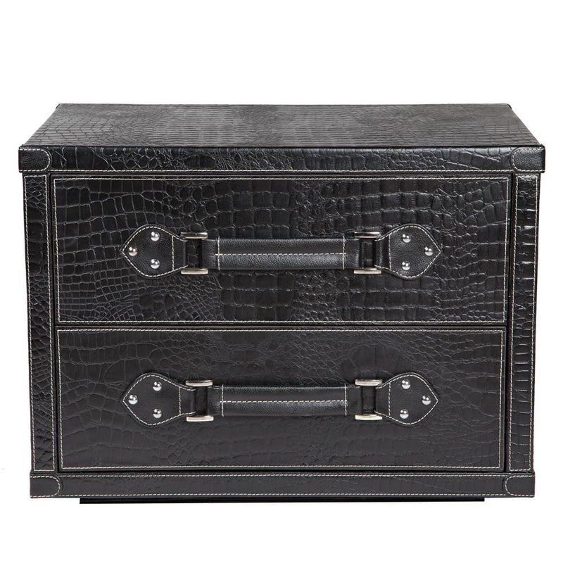 Bed Side Table - Black Croco