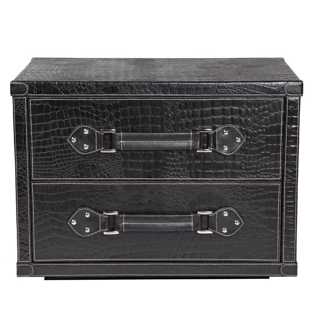 Bed Side Table - Black Croco