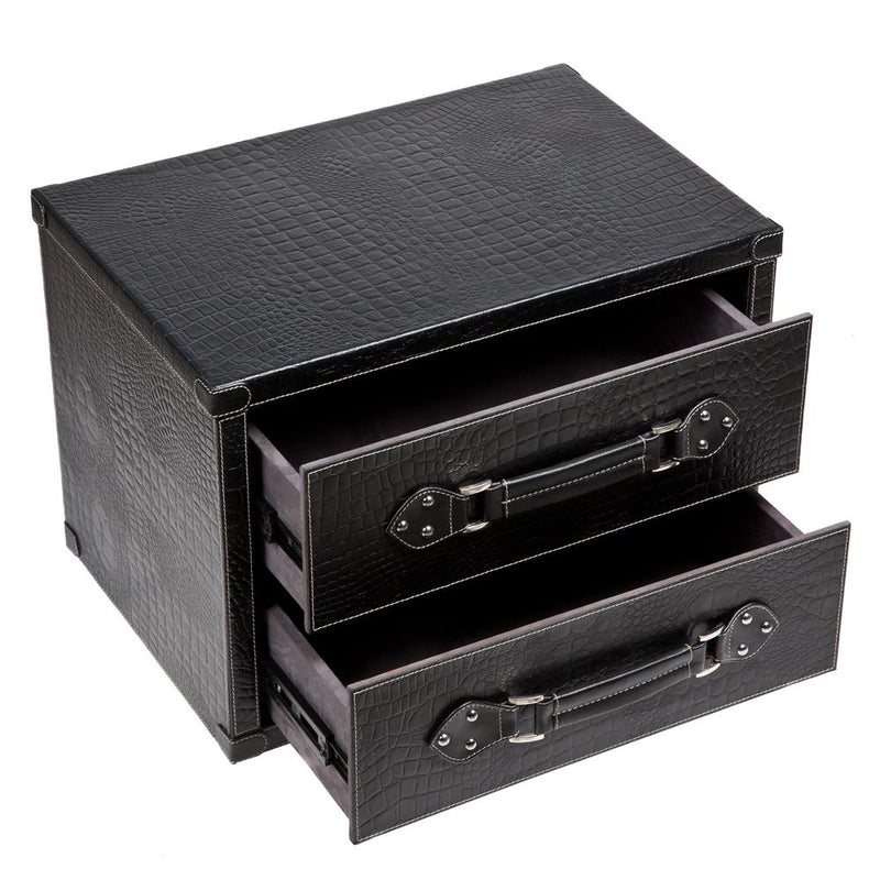 Bed Side Table - Black Croco