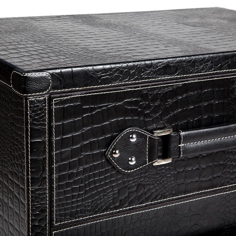 Bed Side Table - Black Croco